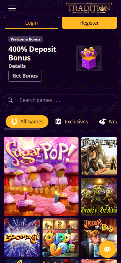 Tradition Casino Mobile screenshot